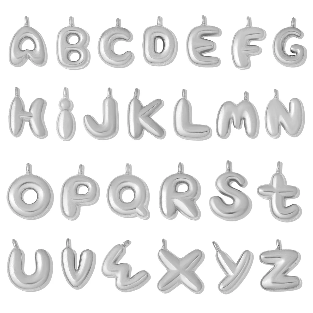 3pcs/Lot Stainless Steel Bubble Initial Name DIY Charms A-Z Alphabet Necklace Pendant Woman Shoe Accessory Jewelry Wholesale