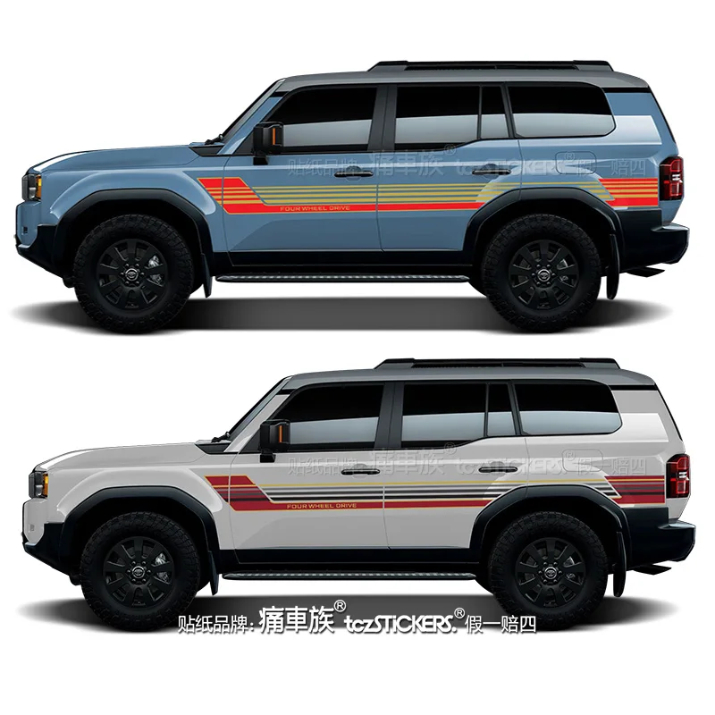 Vinyl Racing Stripes Car Sticker For Toyota Prado LC250 2024-2025 Rallye Decals Stripes Stickers Decals Auto Tuning Accessories