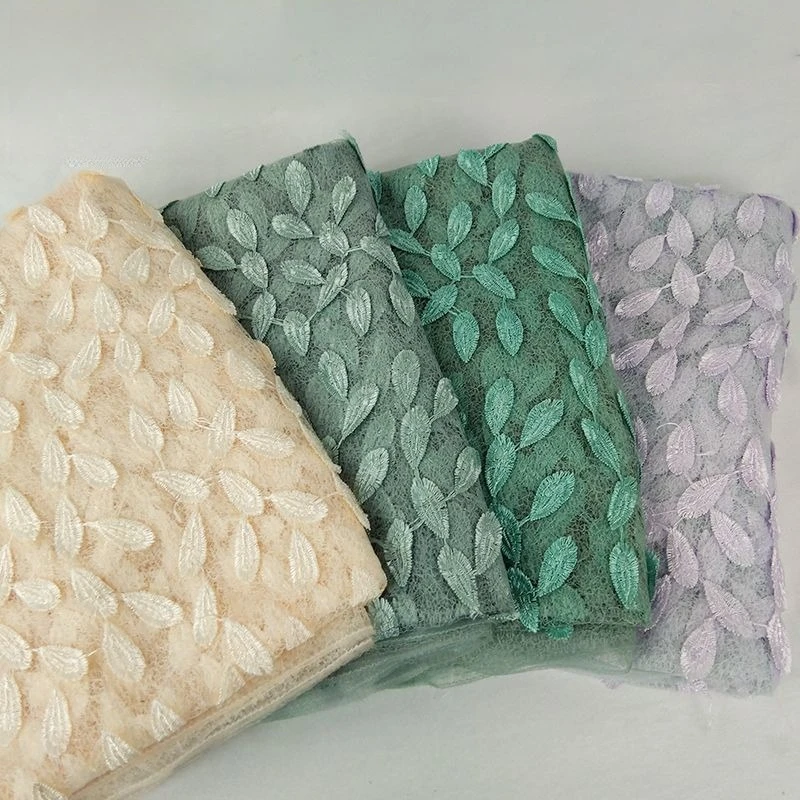 

3D Water Soluble Mesh Embroidered Lace Fabric for DIY Dress Crafting Elegant Three Dimensional Floral Netting Material