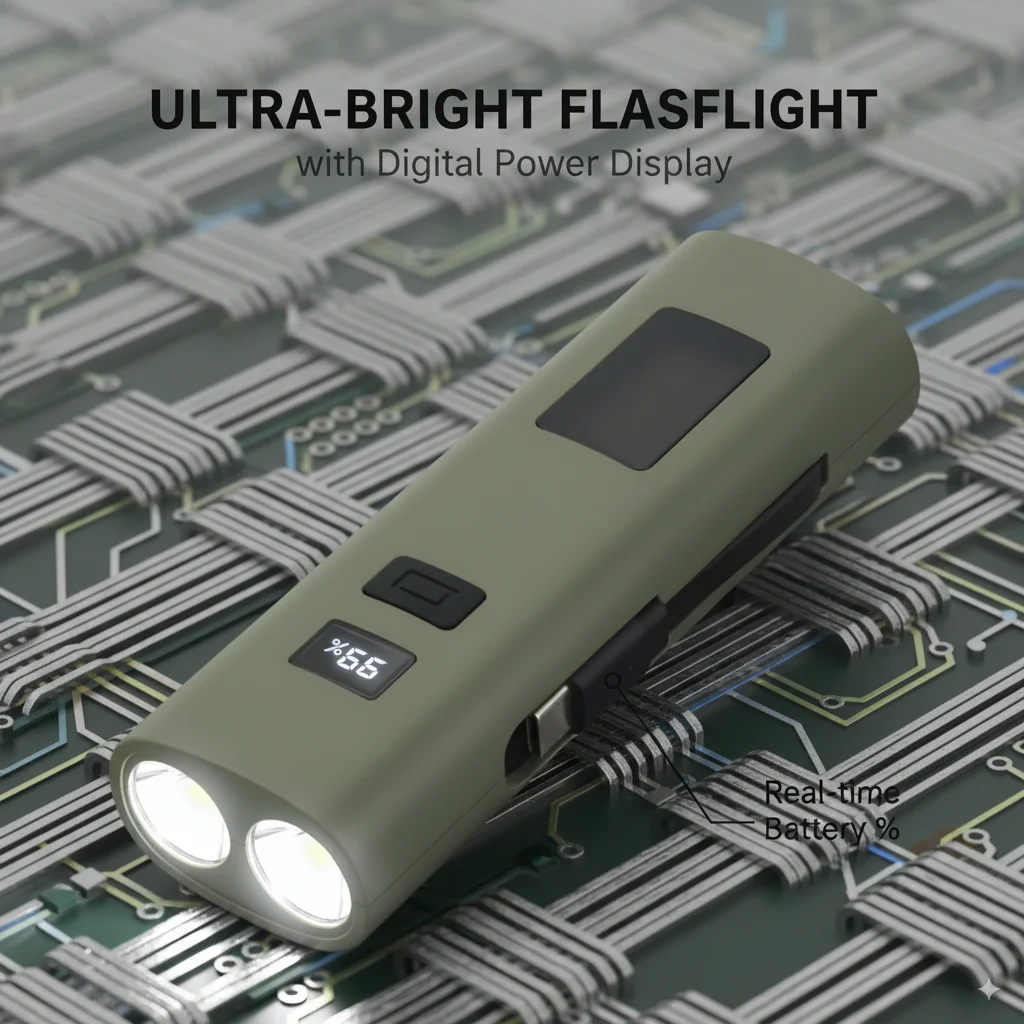 Taschenlampe mit Clip Power Bank wasserdicht magnetische Power Display Kopf geführt Licht wiederaufladbare kleine Taschenlampen Scheinwerfer Kunststoff