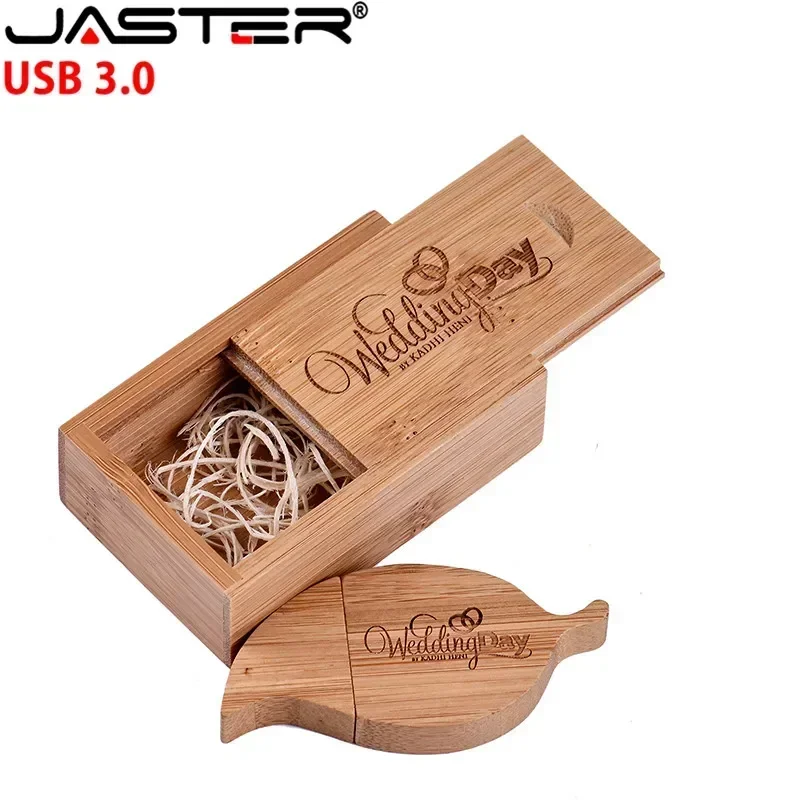 Leaves USB flash drive wooden leaf box USB 3.0 Memory stick 128GB pen drives 32gb pendrive 64 gb Creative gift Free custom Logo