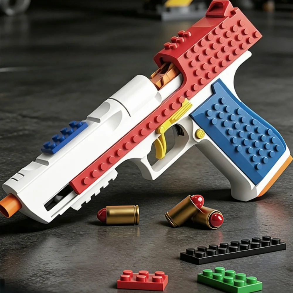 Multiple Styles DIY Assemble Building Block Puzzle Play Toy Shell Ejection Soft Bullet Construction Set Creative Educational Toy