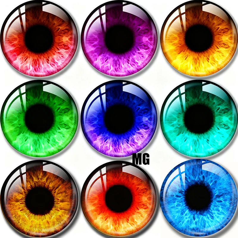 8mm 10mm 12mm 20mm 25mm 30mm 6mm 35mm Photo Glass Cabochon Settings Round Colorful DIY Jewelry Accessories Colored Eyeballs