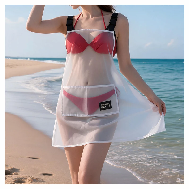 Women's Sexy See Through Apron Adjustable Trainning Jackets TPU Waterproof Couple Kitchen Cooking Play Outdoor Exposed Clubwear