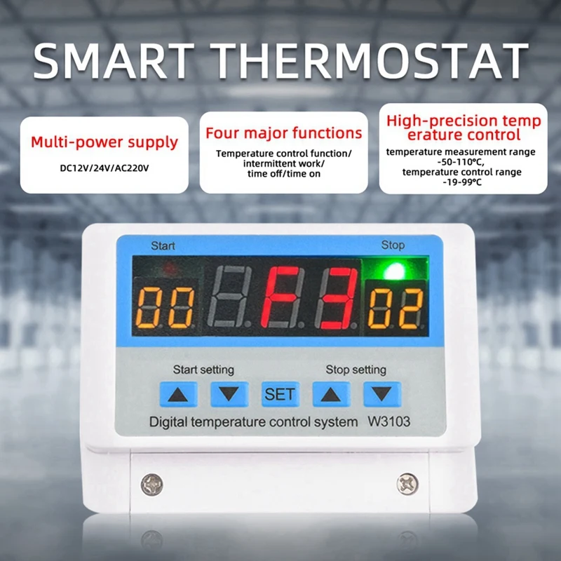 Termostato Digital W3103, controlador de temperatura 30A, CA 220V Max, cc 12V, 24V, 5000W, 1 piezas