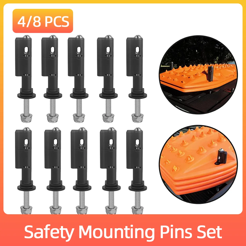 

4/8Pcs Safety Mounting Pins Set Lockable Safety Traction Board Mount Theft-proof for MaxTrax MKII Recovery/Traction Boards