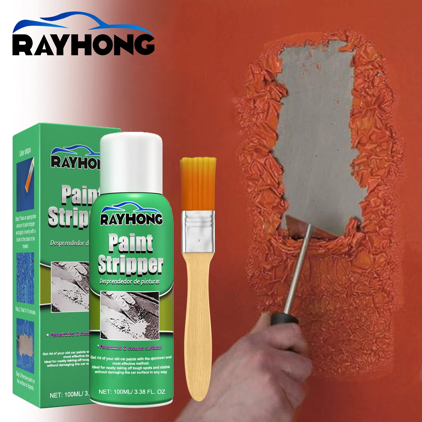 Rayhong Paint Remover Kit for Car Wheel Hub Peeling, Metal Surface Paint Remover, No Trace Cleaning, Paint Remover