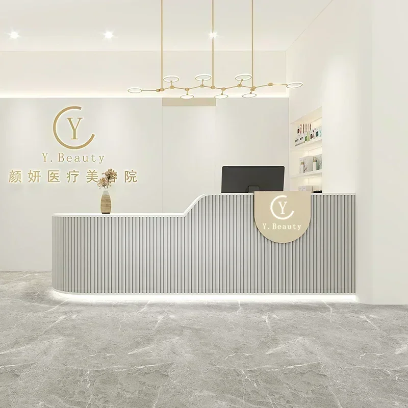 Premium Versatile Top Quality Custom Made Size  Reception Desk Beauty Salon Design, With Monitor Customer Reception Desk