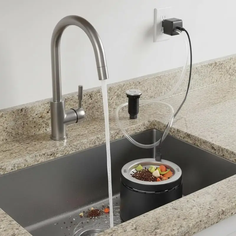 

Pneumatic Waste Disposer Power Controller 3.5-inch Long For Granite Marble Quartz Countertops, Dual Outlet Sink Top Actuator Brushed Silver Finish ON/OFF Button Accessory