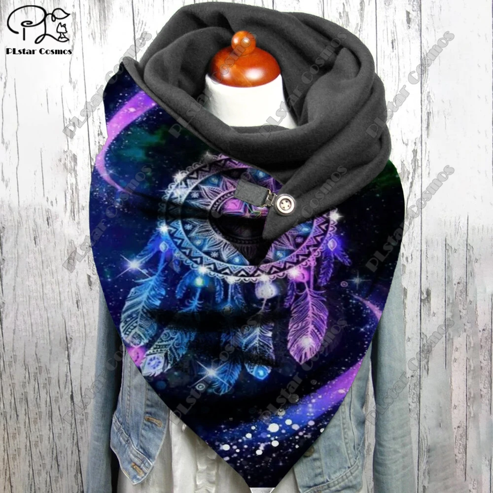 3D printing colorful dream catcher feather pattern warm shawl scarf spring and winter large triangle scarf casual gift