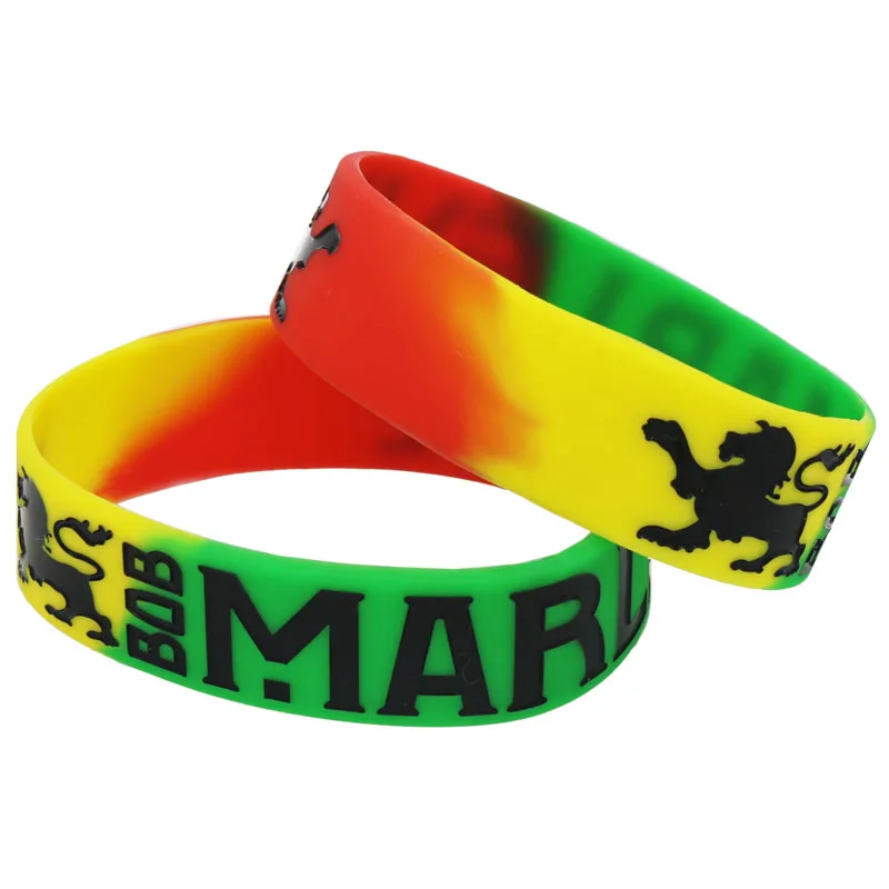 1PC Singer BOB Marley Silicone Wristband Reggae Music Fans Colorful Star Rasta Jamaica Reggae Wide Bracelets& Bangles Gift SH098