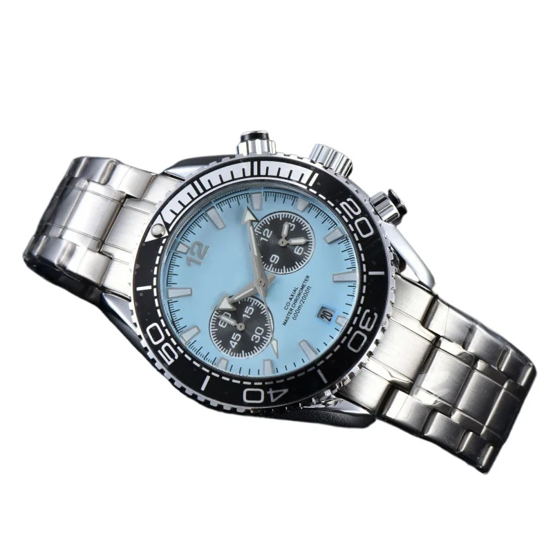 

Мужские повседневные кварцевые многофункциональные часы со стальным ремнем и 5 контактами