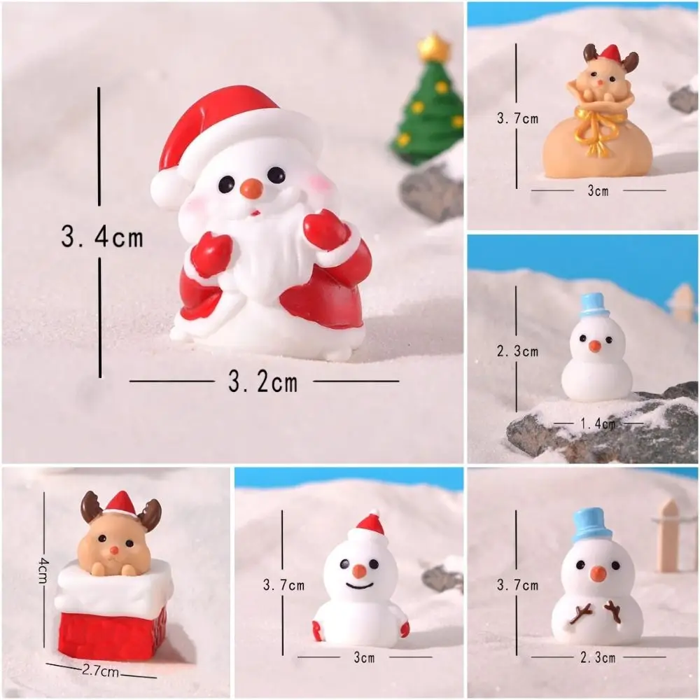 Muñeco de nieve en miniatura, modelo de muñeco de nieve en miniatura, Papá Noel, micropaisaje, estatuilla de Papá Noel, alce, Mini decoraciones navideñas