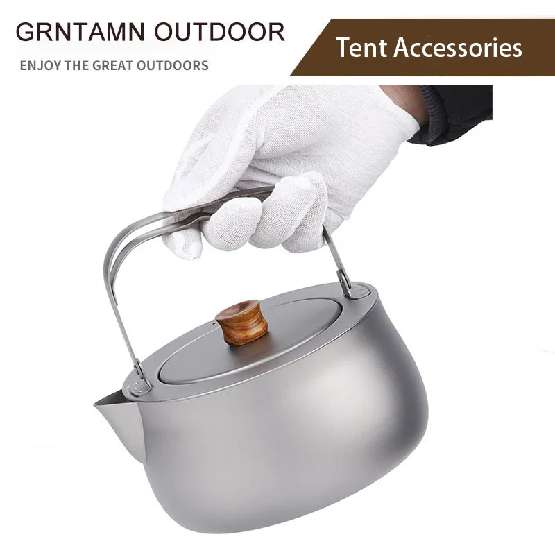 

Lightweight Titanium Kettle with Foldable Handle for Camping and Outdoor Activities