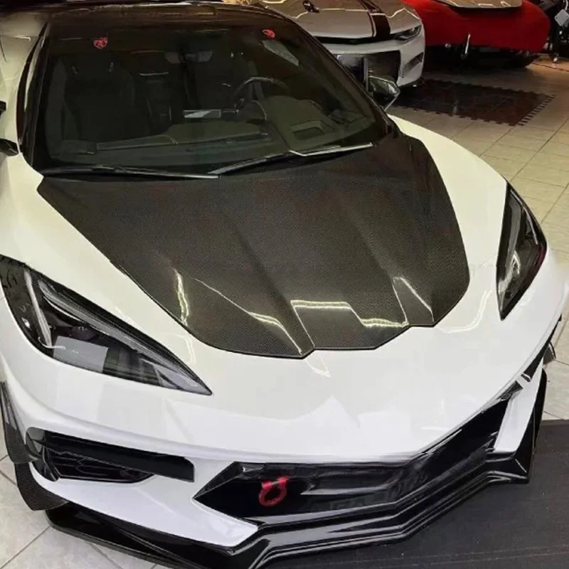 High Quality Carbon fiber ST model hood hood engine hood exterior trim suitable for For Corvette C8