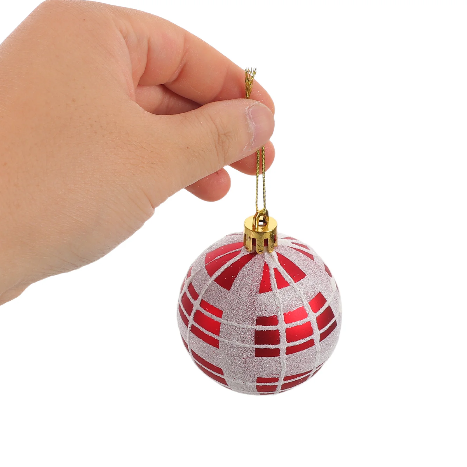 

6Pcs Xmas Tree Hanging Baubles Plaid Plastic Ball Ornaments Shatterproof Holiday Tree Decorating Balls Ornament Balls