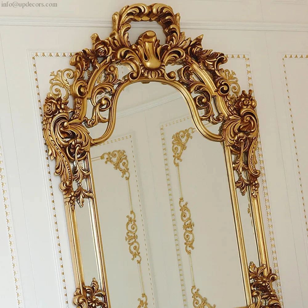 Manufacturer Wholesale Price Bathroom Multi-scene Use Elegant Baroque Mirror Cabinet Wall Antique Gold Mirror