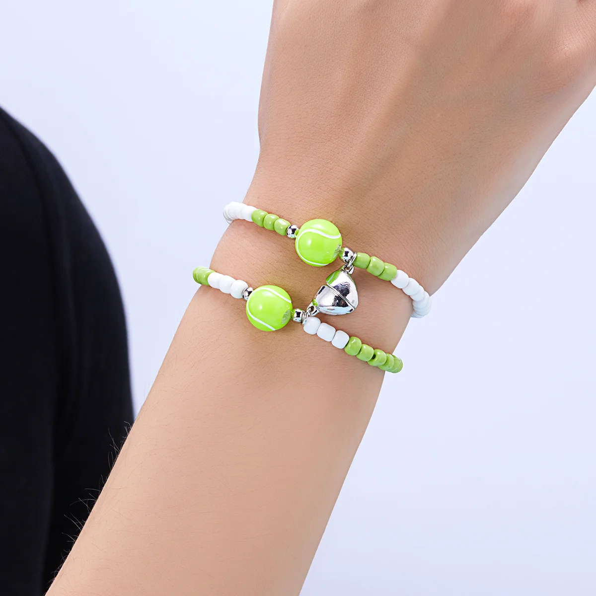 Fashion Beads Couples Bracelet For Women Men Magnetic Volleyball Tennis Basketball Football Braided Rope Friendship Jewelry