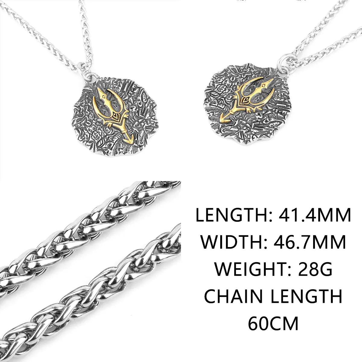 Fashion Nordic Aquaman Trident Stainless Steel Necklace Men's Advanced Pendant Punk Rock Party Charm Jewelry Gifts Wholesale