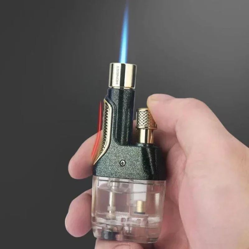 

HONEST Mini Welding Gun Windproof Jet Blue Fire Gas Lighter Large Capacity Oil Warehouse Outdoor Portable Cigar Lighters Smoking
