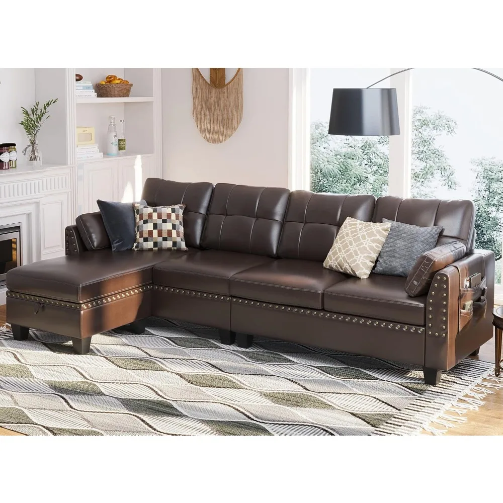 

L-shaped sectional sofa, reversible sofa 4-seater sofa Small apartment sectional sofa, 50 L x 101.6 W x 33.5 H inches