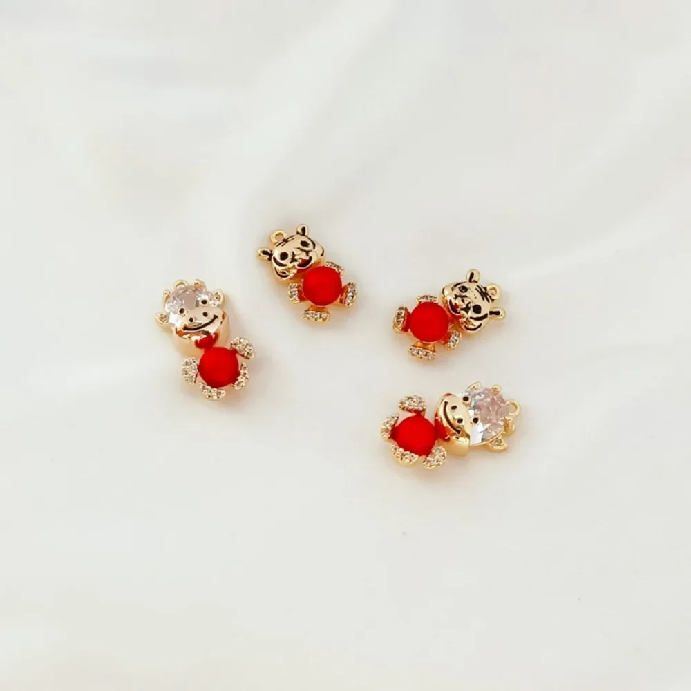 

14K Gold-plated, Zircon, Oil-impregnated Crystal Cute Bull and Tiger Pendant Necklace Pendant, Handcrafted DIY Accessory