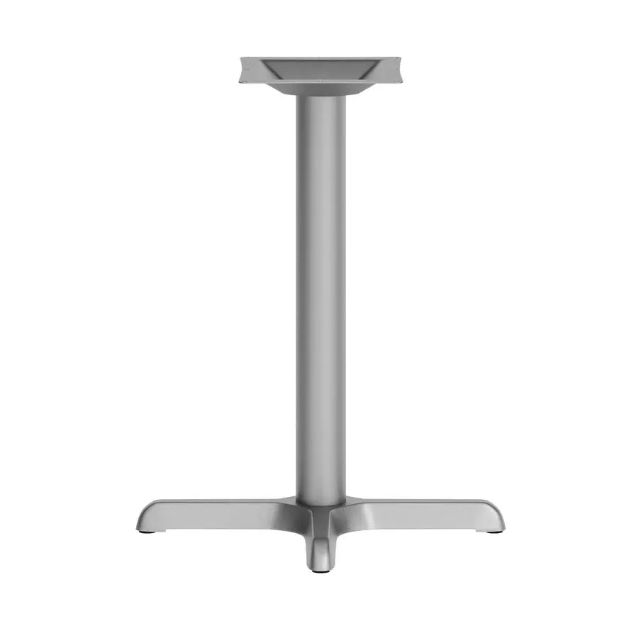 Beverly 22 x 22 Restaurant Table XBase with 3 Diameter Table Height Column, Commercial XBase Cast Iron Table Base, Silver