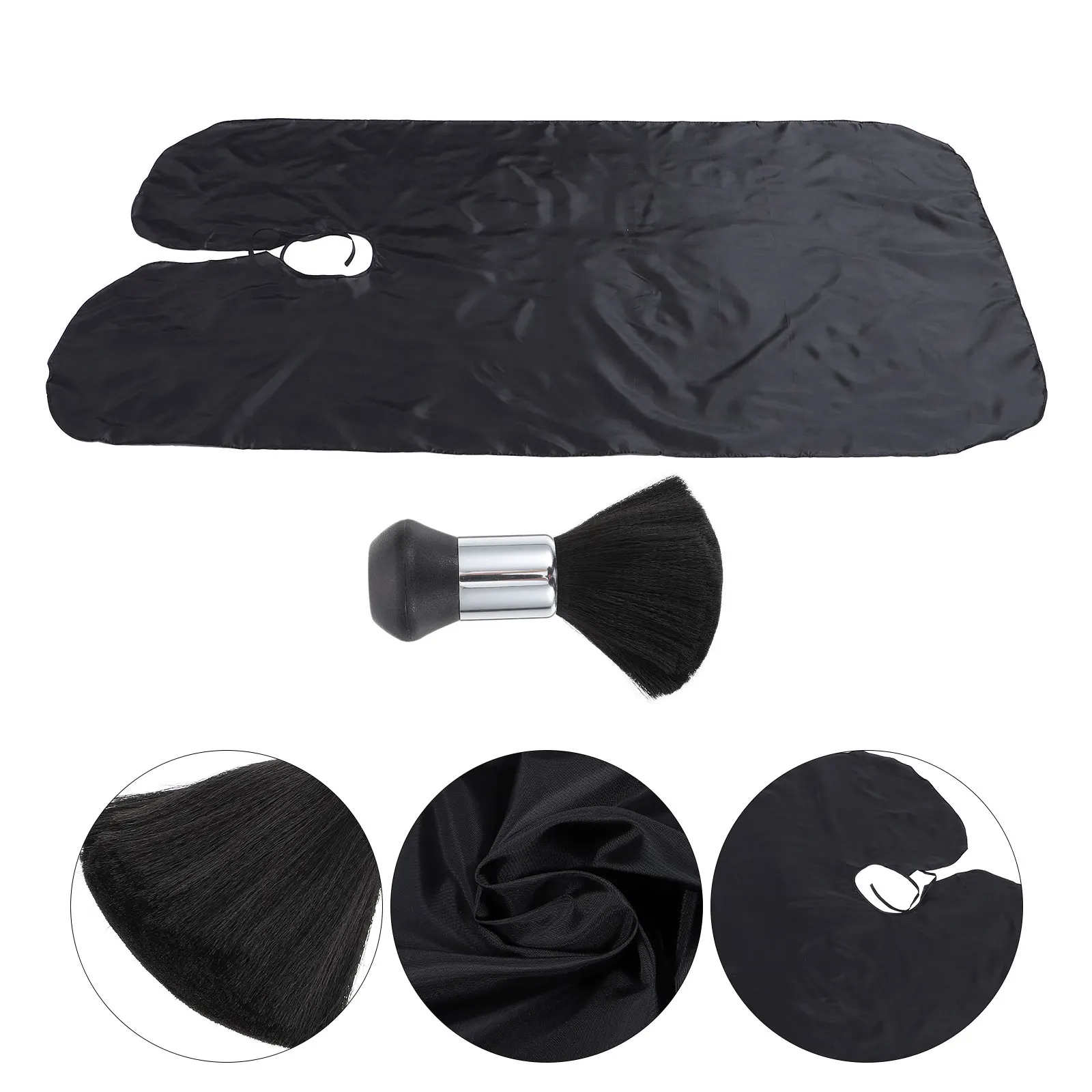 

1Set Hairdressing Tool Kit Professional Hair Cutting Apron with Stand- Brush for Neckline and Ear Hair Removal Salon Cape