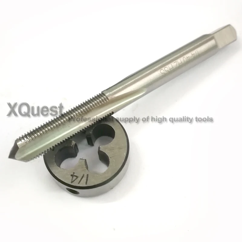 2PCS Right Hand thread screw tap and die set UNC 1/4 1/4-20 UNF 1/4-28 1/4-32 Unified threads dies taps sets UNS 1/4-36 1/4-40