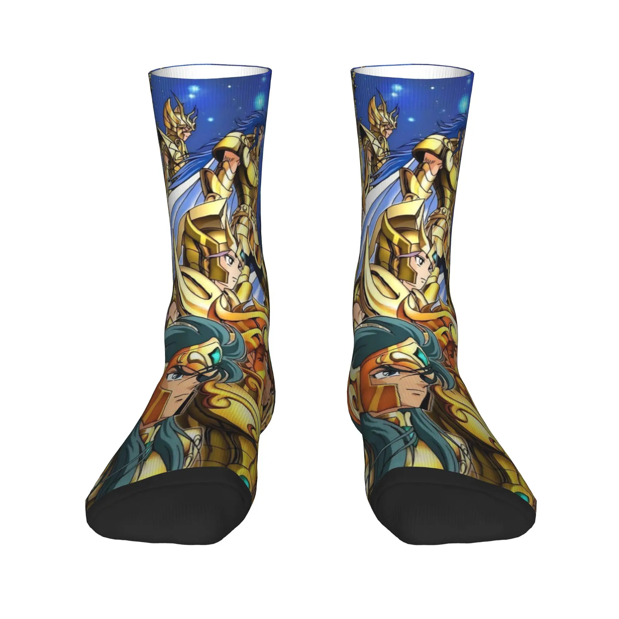 Saint Seiya Gold Saint  Stockings  Printed Gothic Socks Autumn Non-Slip Socks Men Running Breathable Socks