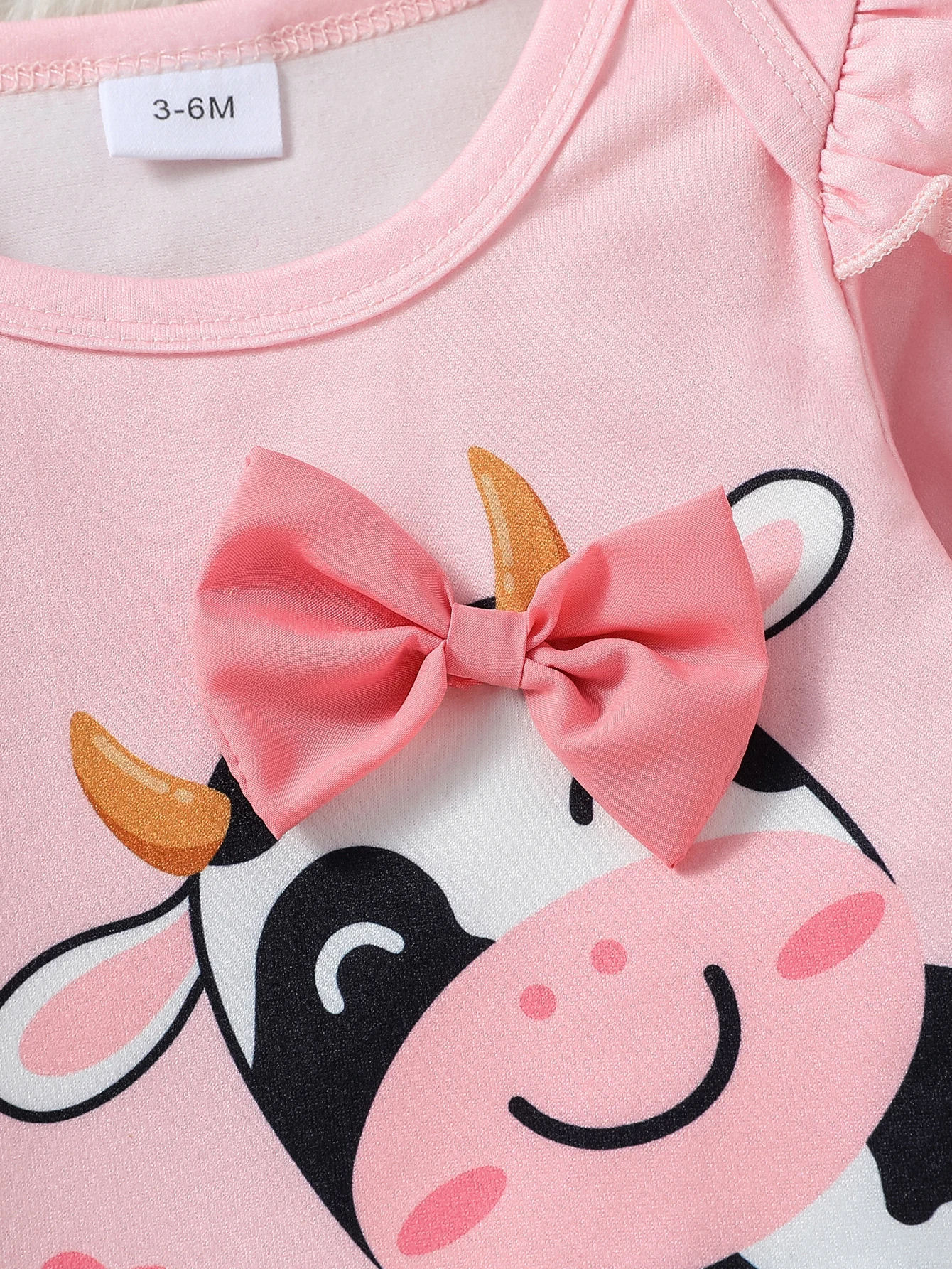 3Pcs Outfits Infant Newborn Baby Girl Cute Cartoon Spring Autumn Clothes Sets Ruffles Long Sleeve Bodysuits + Pants + Headband