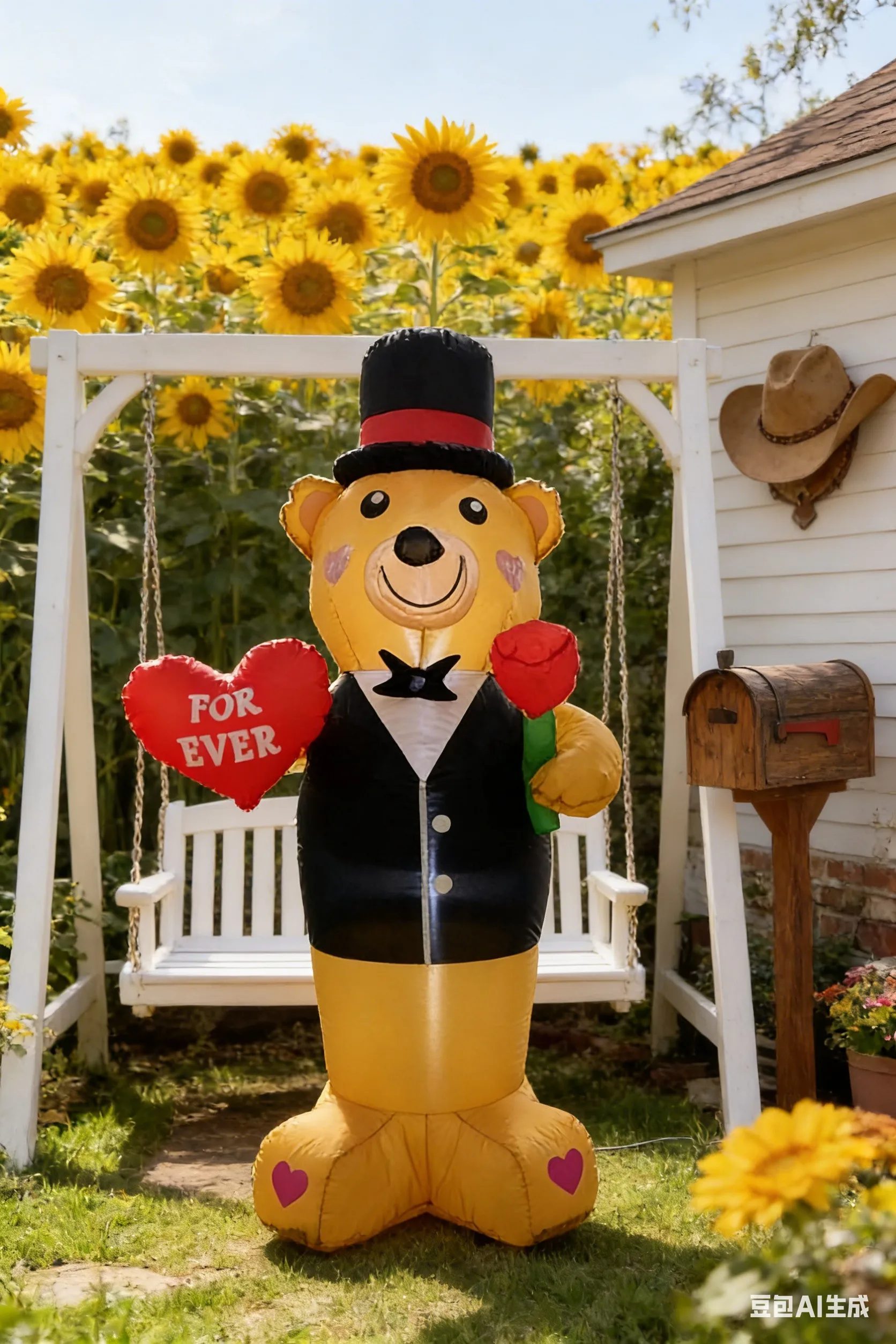 

Надувной медведь 1,8 м (6 футов) с LED-подсветкой для декора на День святого Валентина, для улицы, сада, романтической свадьбы