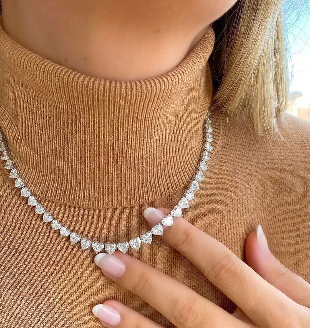 Hurtownia 5A kształt serca CZ iced out bling serce cz tenisowy naszyjnik dla kobiet dziewczyna prezent na walentynki modna biżuteria