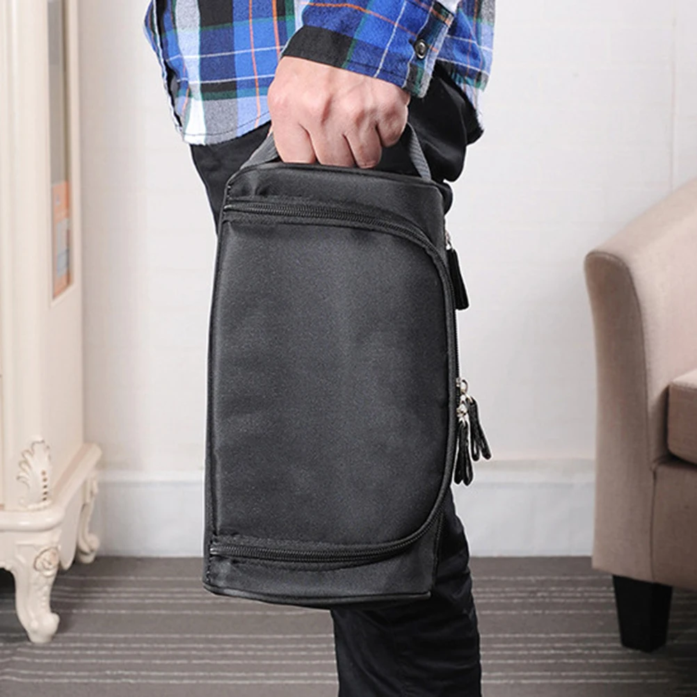 Bolsa impermeable, almacenamiento de artículos de tocador, lavado de viaje multifunción, organizador de maquillaje colgante portátil de gran capacidad negro