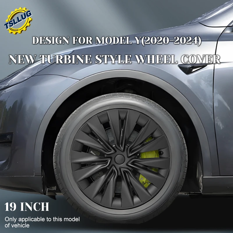 4PCS For Tesla Model Y 2020-2024 Turbine Style Wheel Cover 19 Inch Car Replacement Automobile Hub Cap Full Rim Car Accessories