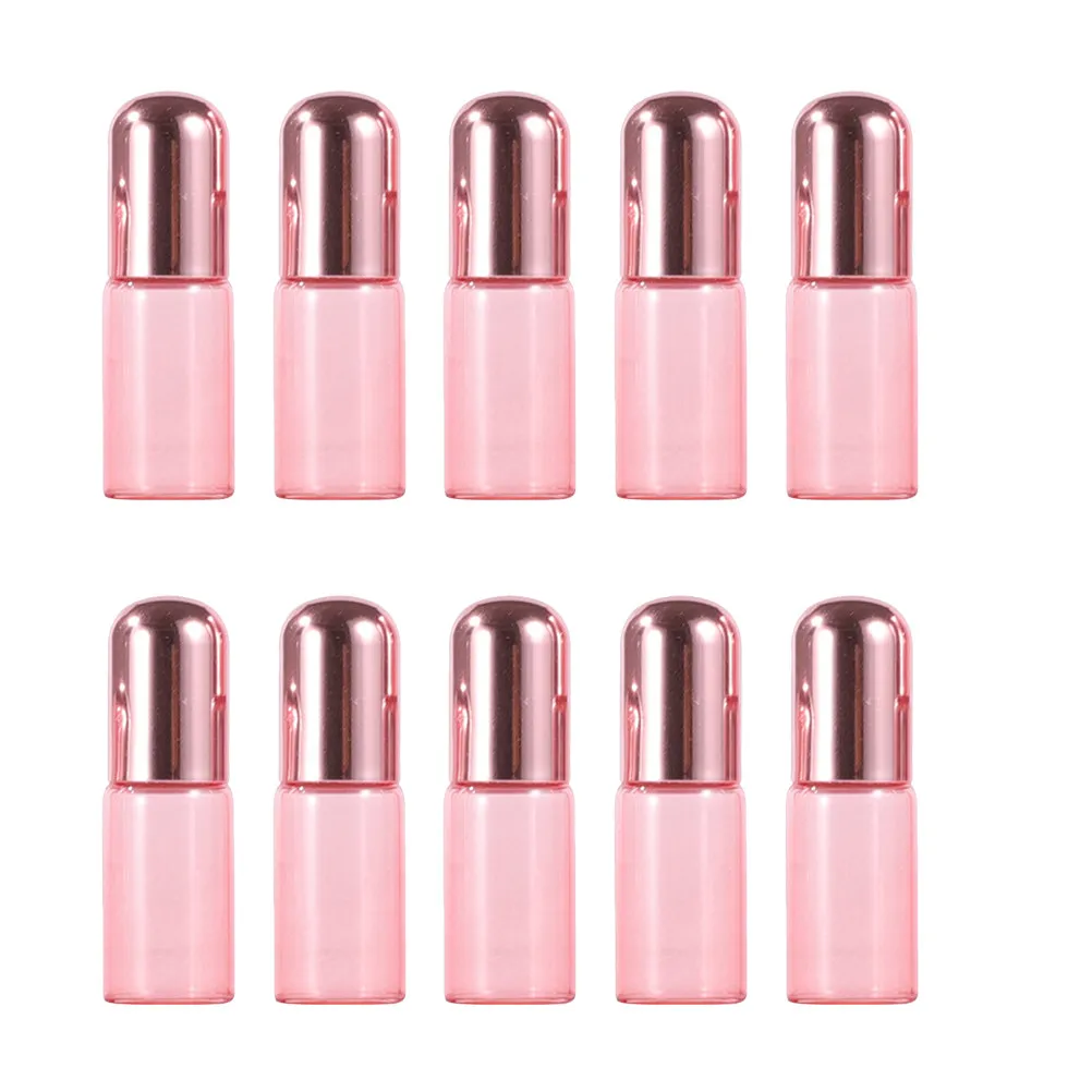 10Pcs Rose Gold Roller Bottles 2Ml Glass Essential Oil Roller with Leak-Proof Design Portable for Travel Perfume Refillable
