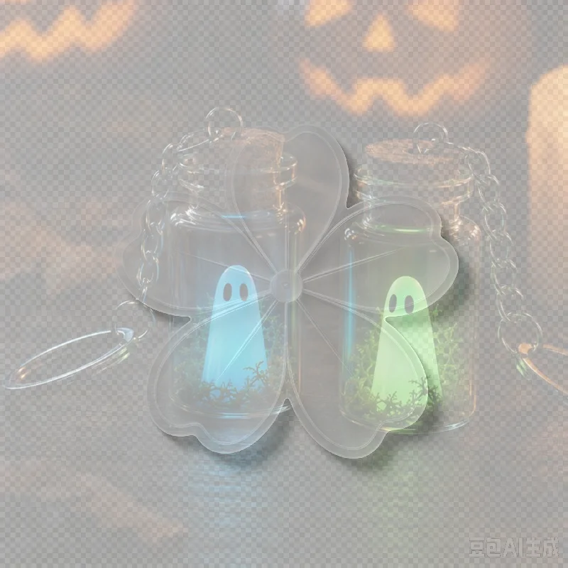Luminous Ghost Keychain Halloween Glow Drifting Bottle Creative Green Spectre Jewelry Gift