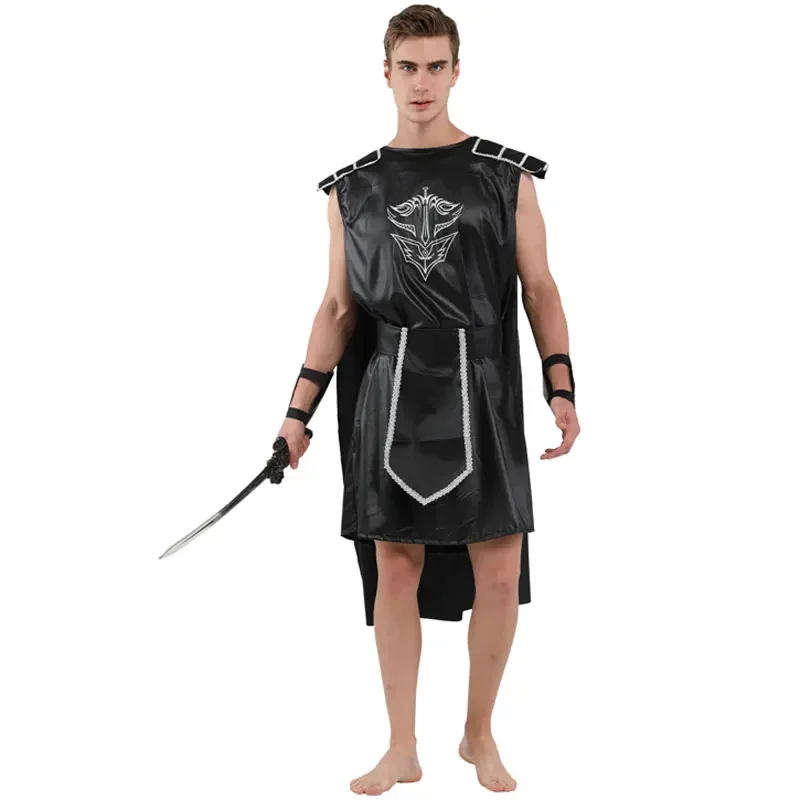 Costumes de gladiateur noir pour hommes, Halloween, romain, grec, Kokor, adulte