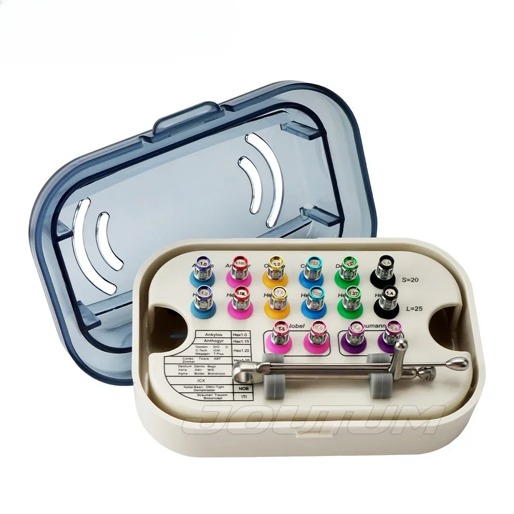 

Dentalss Implants Screws Driver Colorful Torques Wrenchs Ratchets 10-70NCM With 16Pcs Driver Universals Restorations Tools Kit