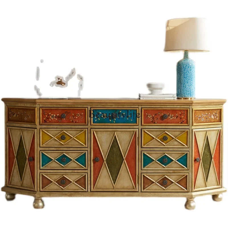 

ls 27American country Mediterranean style foyer porch cabinet bedroom TV cabinet