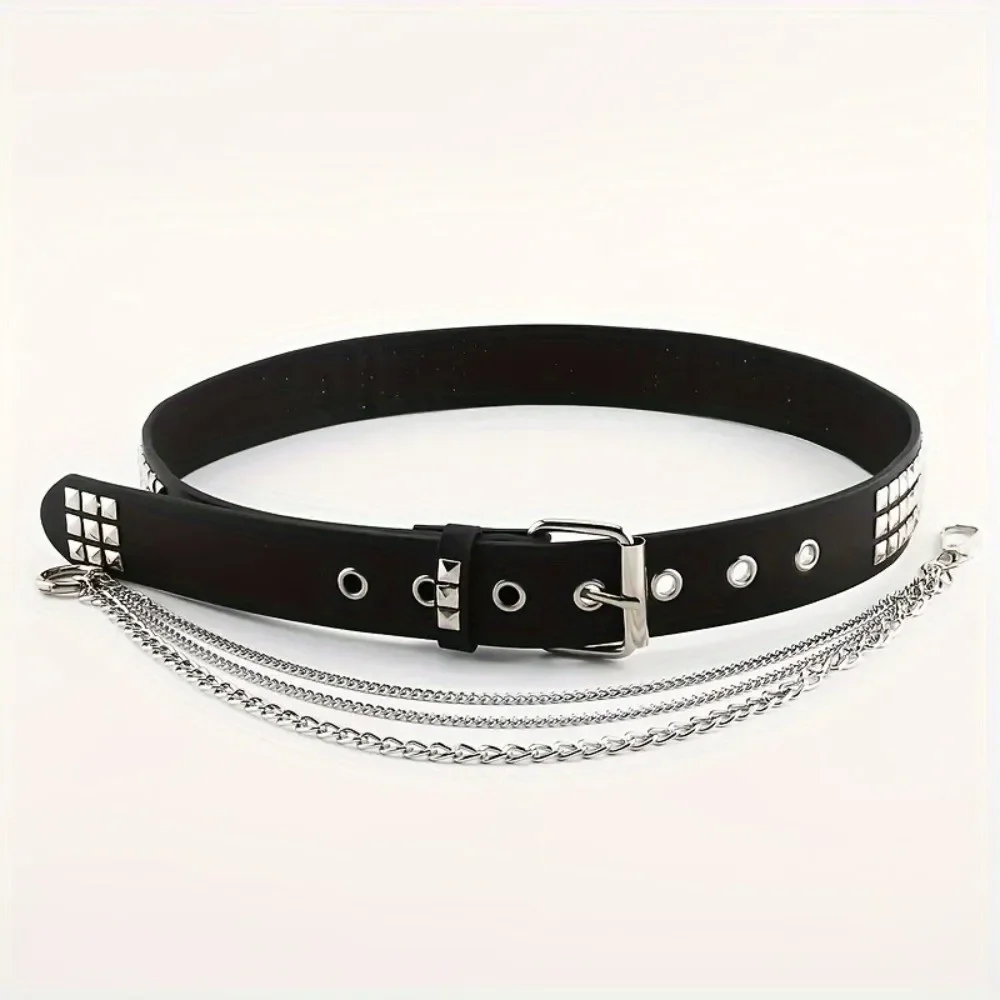 

Personalized Leather Women's Belts with Chain Jeans Decorative Hanging Chain Belt Punk Belts Men