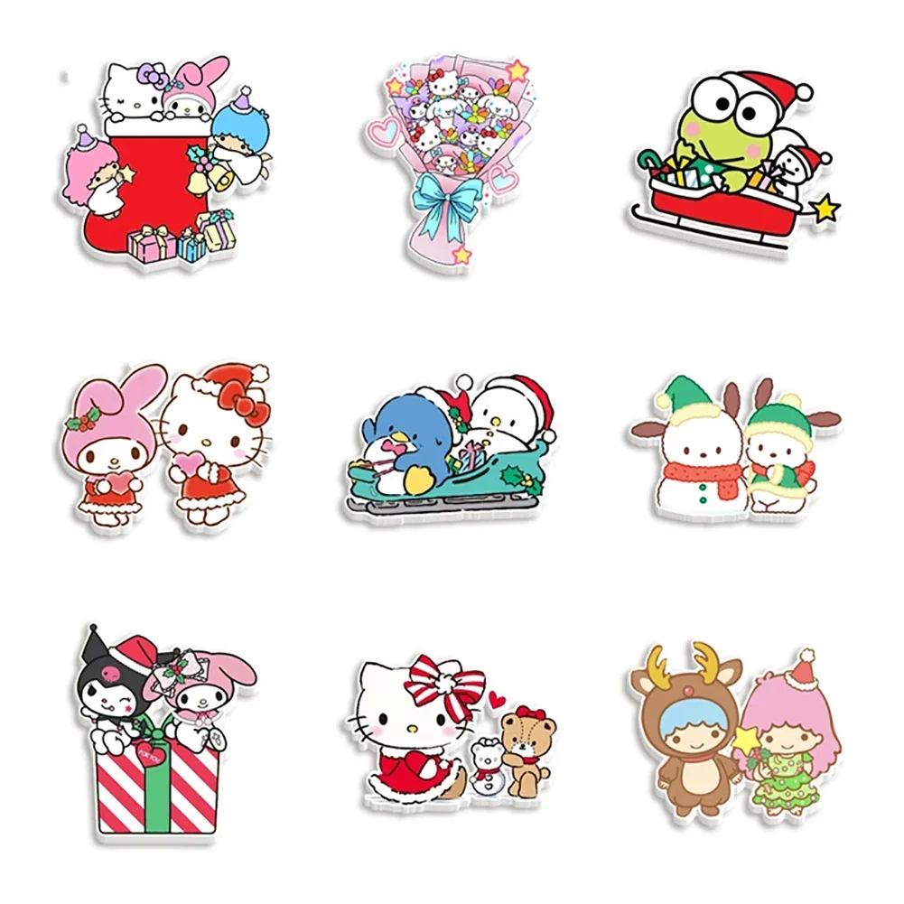 10 Pcs /Lot HelloKitty Sanrio Family Characters Planar Resin Flatbacks Cabochons Custom Acrylic For DIY Material Hairbow Centers