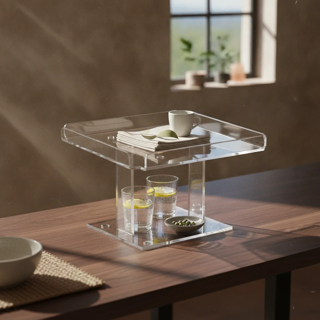 Display Tray with Pedestal Transparent Pastry Display Tray Dessert Stand Sturdy Cupcake Riser Long-Lasting for Bakers