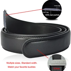 110-130 cm luxury men's automatic buckle only with body belt body belt leather belt without buckle cowhide belt black men's jean