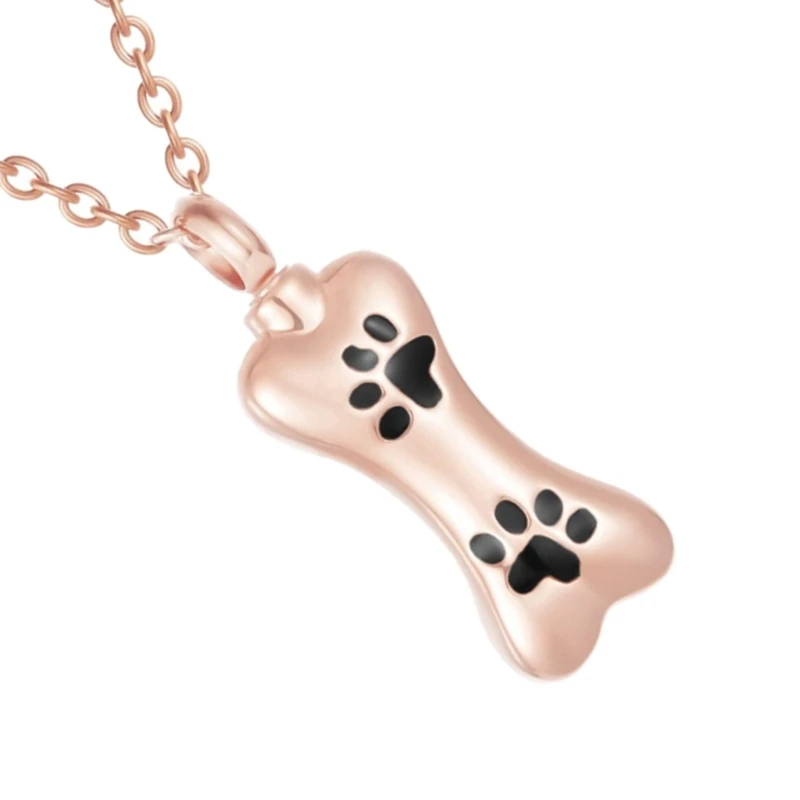Collane creative con urna per gioielli per cremazione animali domestici per ceneri, medaglione a forma osso, spedizione