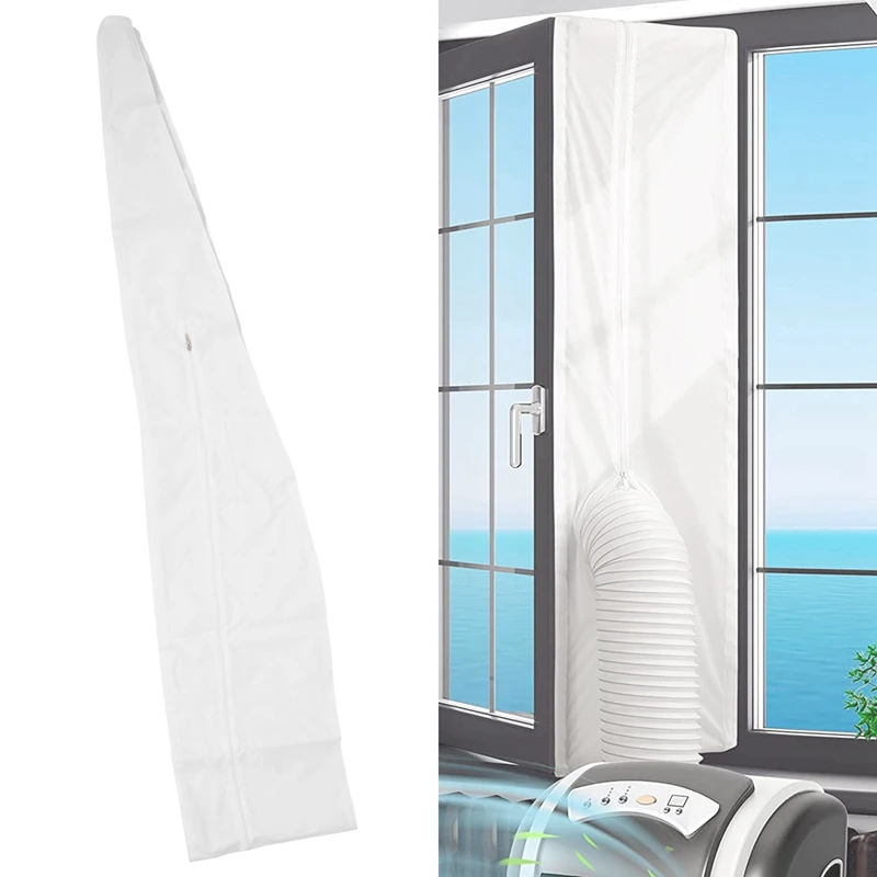 AT44-Airlock Window Seal For Portable Air Conditioner,400 Cm Flexible Cloth Sealing Plate Window Seal With With Zip And Adhesive