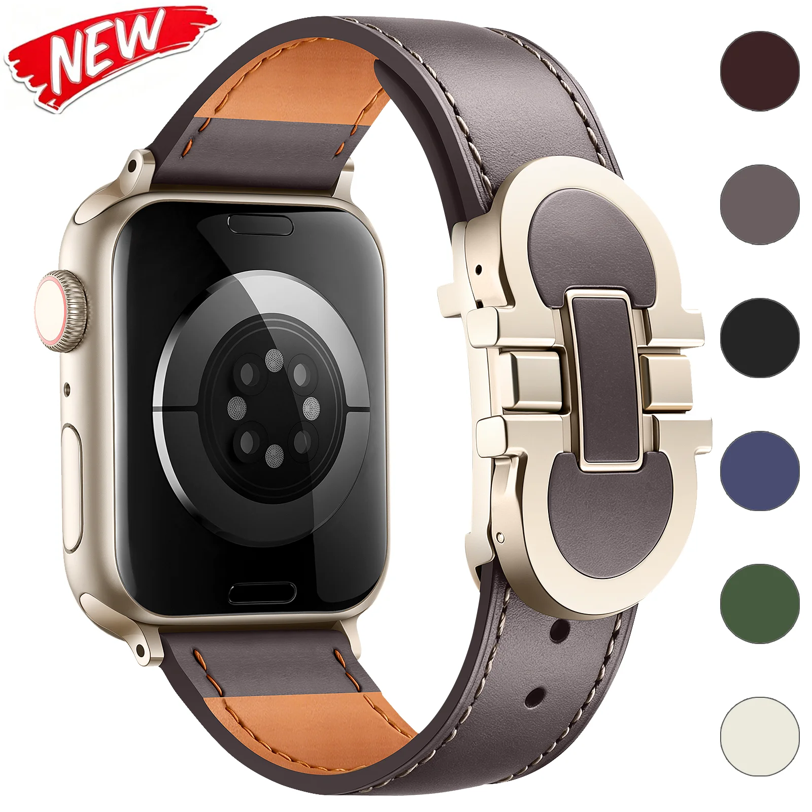 Leather Strap For Apple Watch Band 49mm 44mm 45mm 41mm 46mm 40mm 42mm Magnetic Bracelet iwatch Series 11 10 9 8 SE 7 6 Ultra 3 2