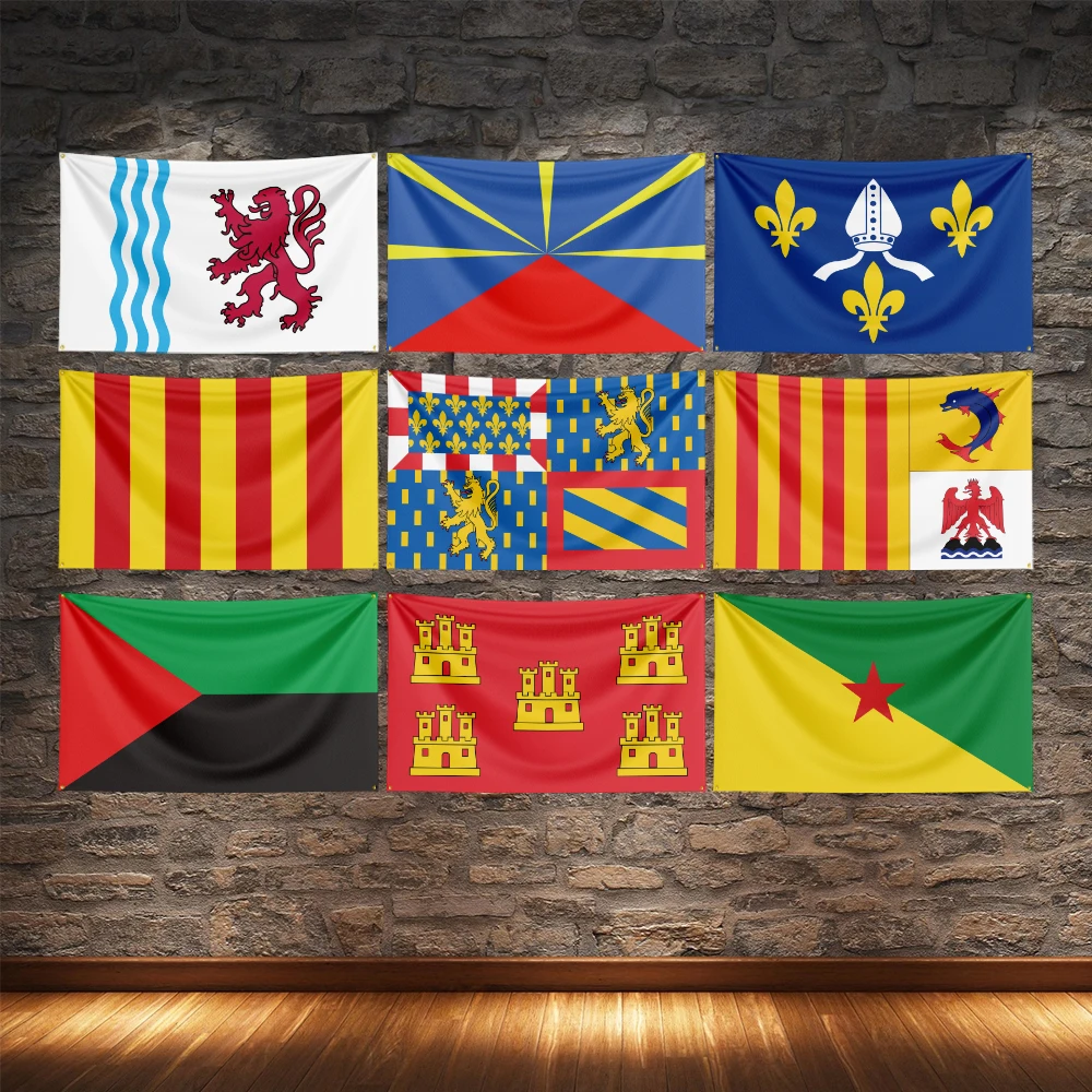 Single-sided printing of the French Guiana Martinique Nouvelle Aquitaine Poitou Provence Saintonge Reunion Island flag