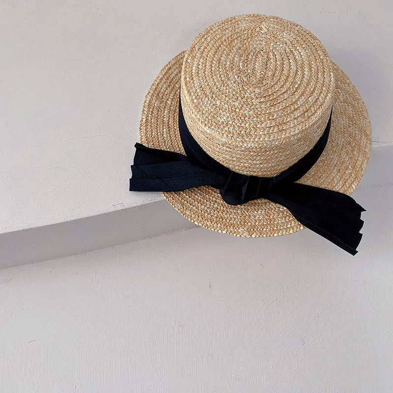 Korea Baby Straw Hat 2024 Kids Sun Hats Sun Protection Caps Children Panama Caps Kids Outdoor Travel Beach Caps