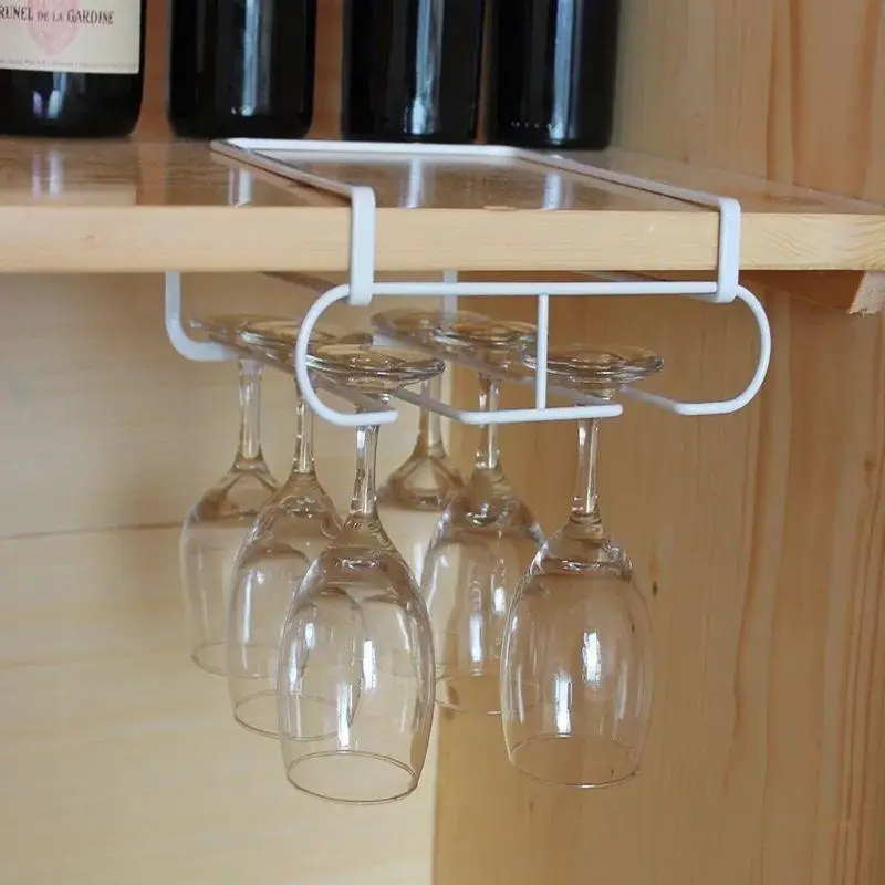 41XB Cabinet Hanging Wine Glass Rack Cup Goblet Storage Rack Shelf Hanger Kitchen